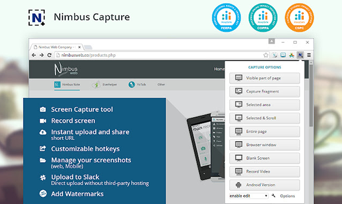 Use Nimbus Capture extensions