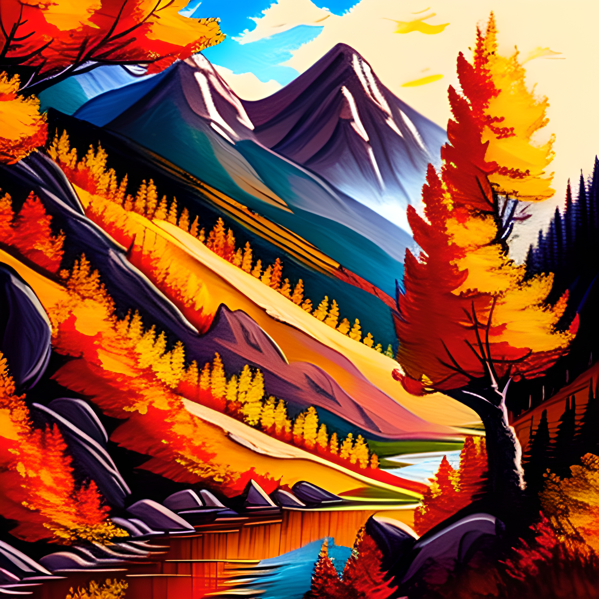 Autumn Mountains with Autumn Trees