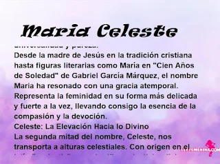 ▷ Significado del nombre Maria Celeste