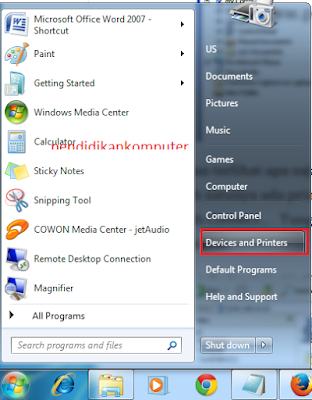 Cara Sharing Printer Di Windows 7 Mengunakan Jaringan LAN / Wifi