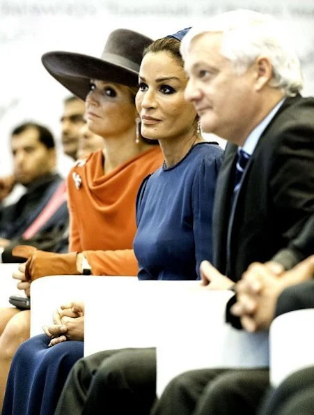 Sheikha Mozah bint Nasser from Qatar and Dutch Crown Princess Maxima visit Shell Technology Centre in Amsterdam