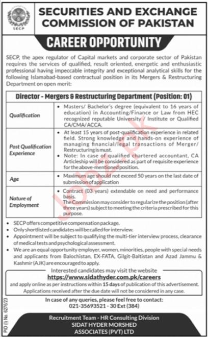 Security & Exchange Commission of Pakistan SECP Jobs In Islamabad 2024