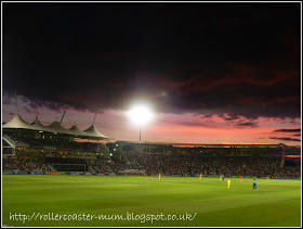 Sunset at Rosebowl, Southampton IT20 cricket England v Australia