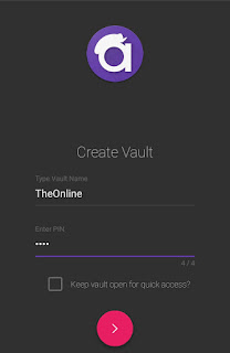 Andrognito app Create Vault