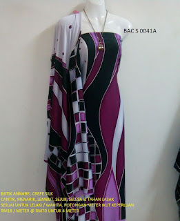 BAC S 0040A:  BATIK ANNABEL CREPE SILK,  CANTIK, MENARIK, LEMBUT, SEJUK, SELESA, TAHAN LASAK