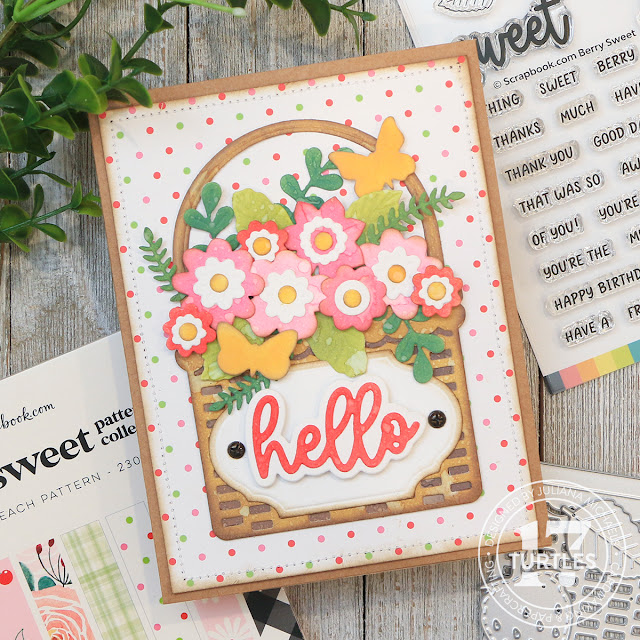 Hello Card by Juliana Michaels featuring Scrapbook.com Berry Sweet and Sunny Lane Florals Die Set