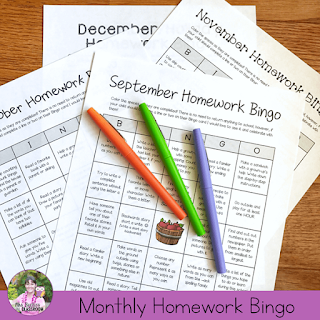 Homework/Home Learning Bingo
