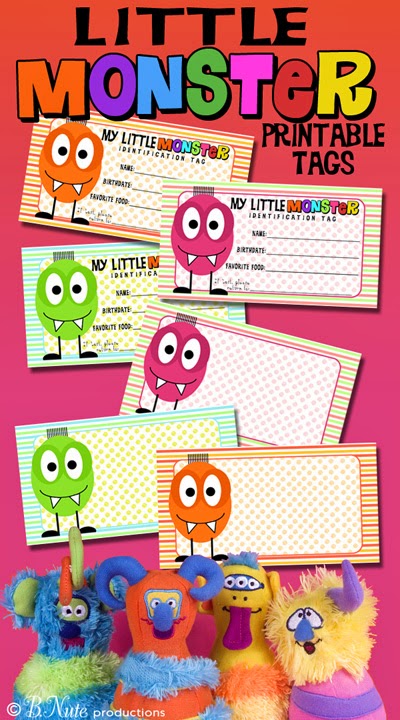 bnute productions free printable little monster tags and
