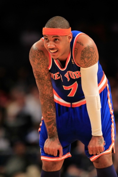 carmelo anthony knicks number 7. Anthony is wearing number 7