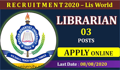 Recruitment for Librarian ()3 Posts) at Spicer Adventist University Pune, Maharashtra 