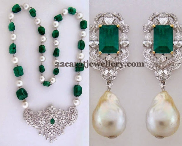 Emerald Beads Set with Hangings