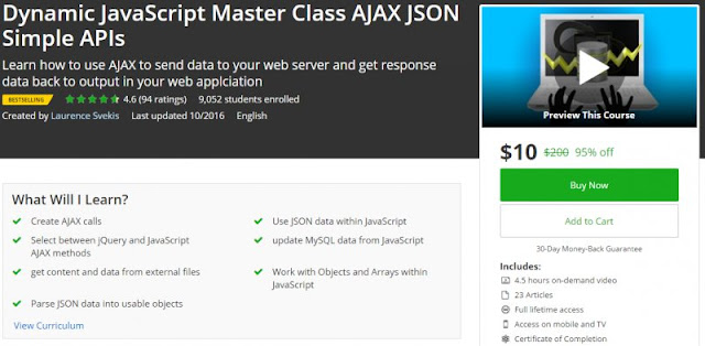 [95% Off] Dynamic JavaScript Master Class AJAX JSON Simple APIs|Worth 200$