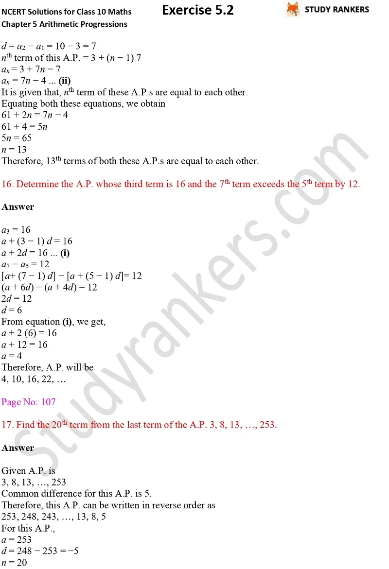 NCERT Solutions for Class 10 Maths Chapter 5 Arithmetic Progressions Exercise 5.2 Part 12