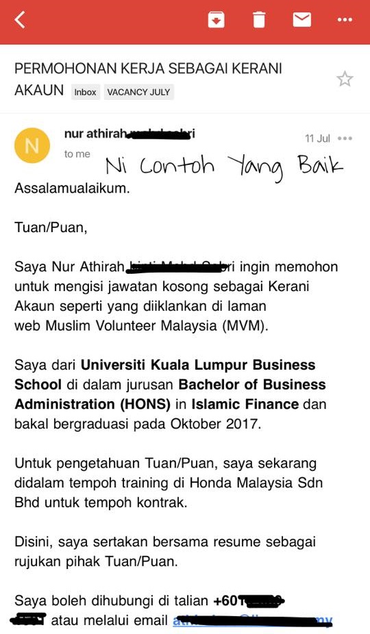 [Gambar] 'Hantar Permohonan Kerja Atau Nak Berkenalan 