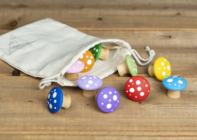 Rainbow Wood Mushroom Set from WhiskeyRoseStudio