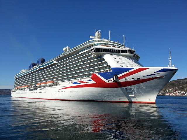 P&O cruise ship Britannia on a fjords cruise in Bergen, Norway