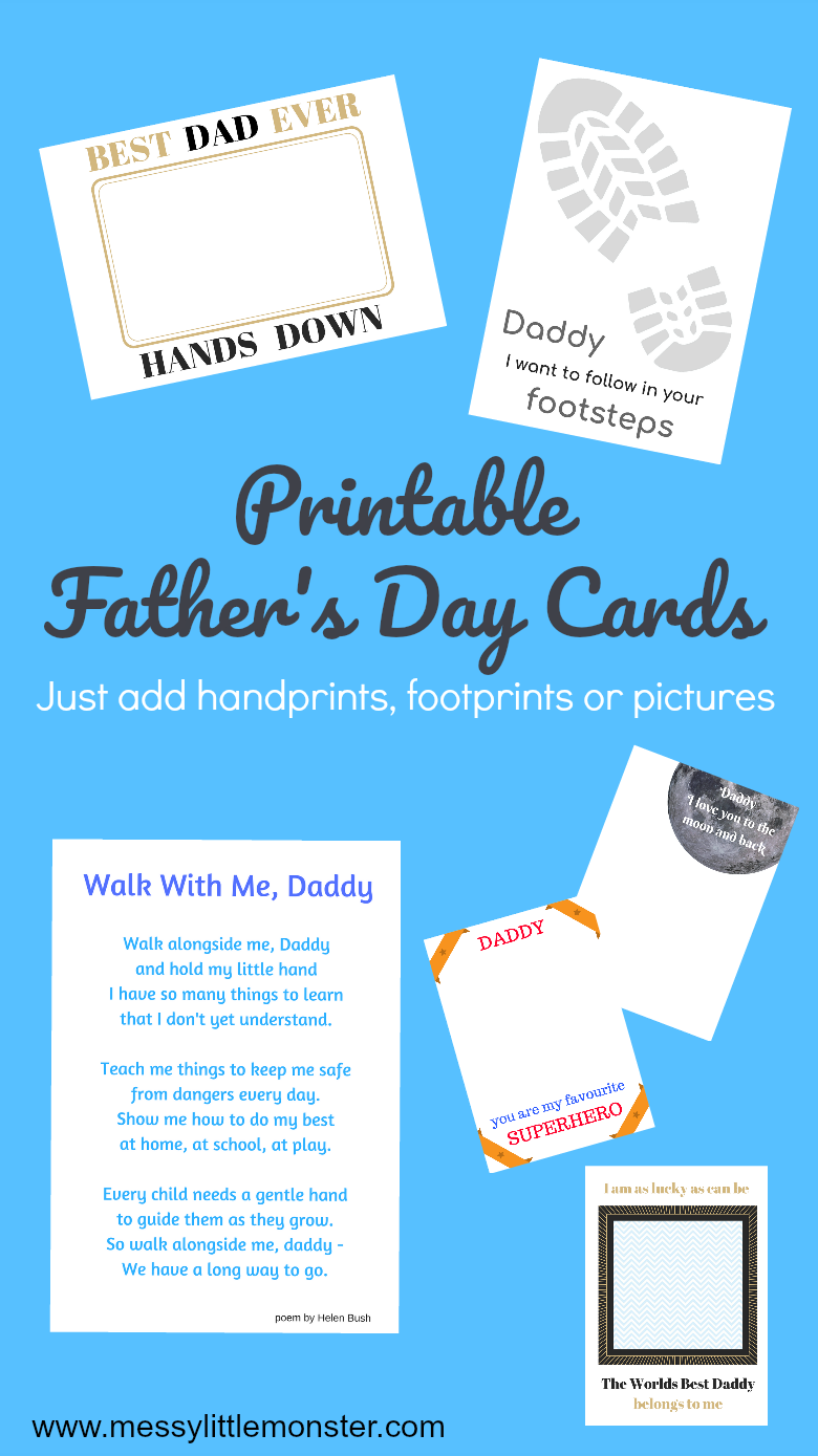Printable Father S Day Cards Just Add Handprints And Footprints Messy Little Monster