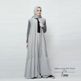 Adhira Long Shirt Stripe Grey 