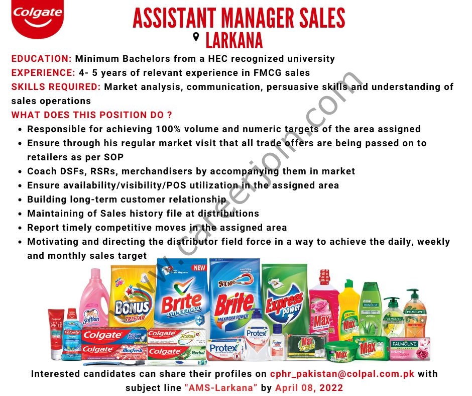 Colgate Palmolive Pakistan Jobs Assistant Manager Sales