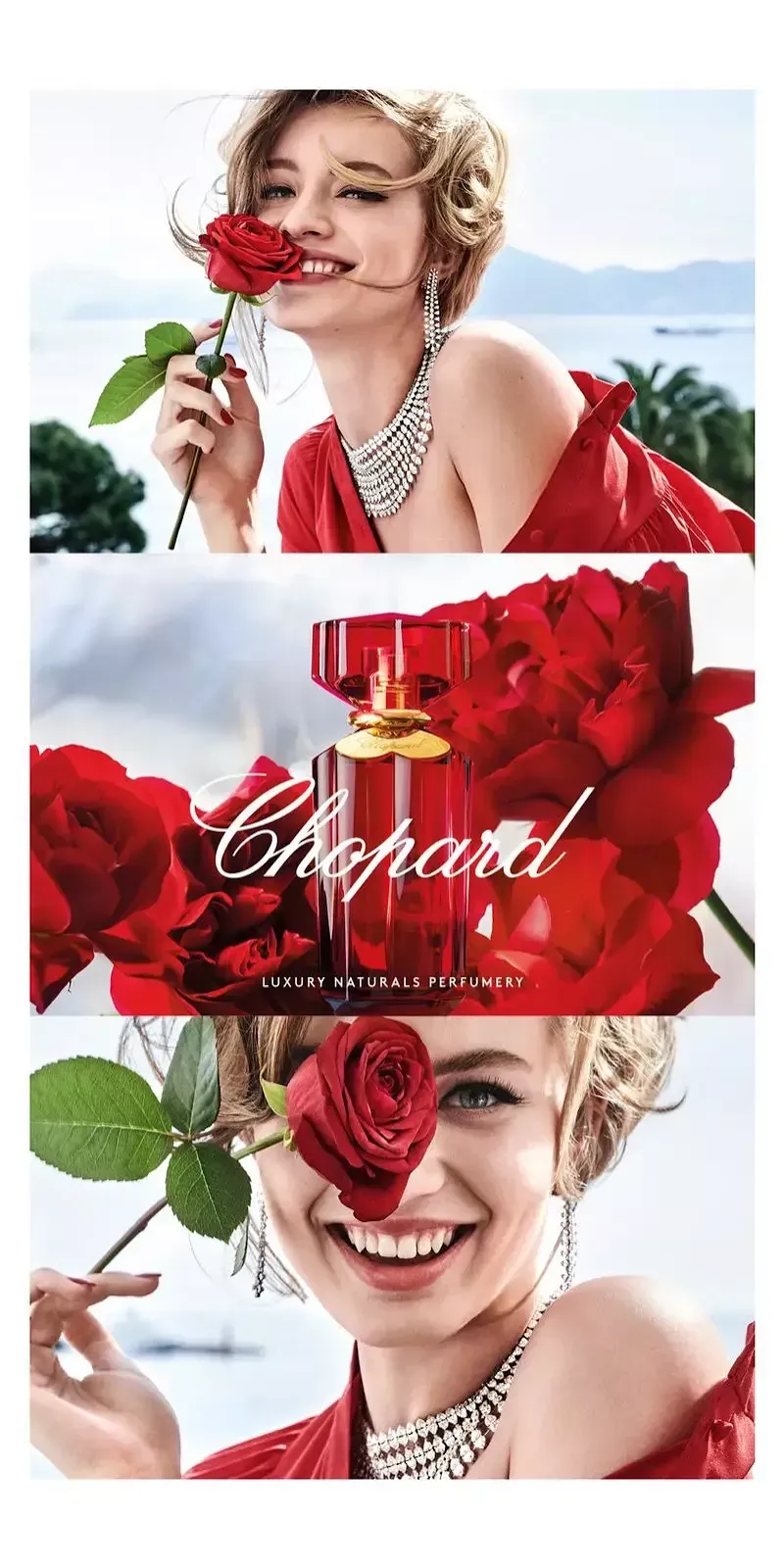 Model Giulia Maenza appears in Chopard Love Chopard perfume campaign