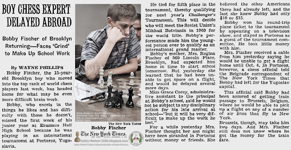 Boy Chess Expert Bobby Fischer, Delayed Abroad