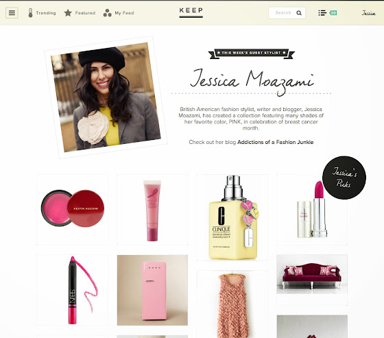 Jessica Moazami aka fashion junkie featured as Guest Stylist on Keep.com for Breast Cancer awareness month