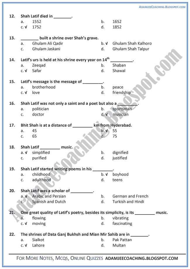 Shah-Abdu-Latif-MCQs-English-IX