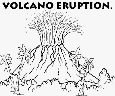 Discover volcanic lave World of reptile dinosaur and volcano erupting coloring diagrams for schools