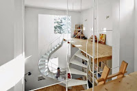 Hokkaido Vertical White House Design with More Loft and Platforms