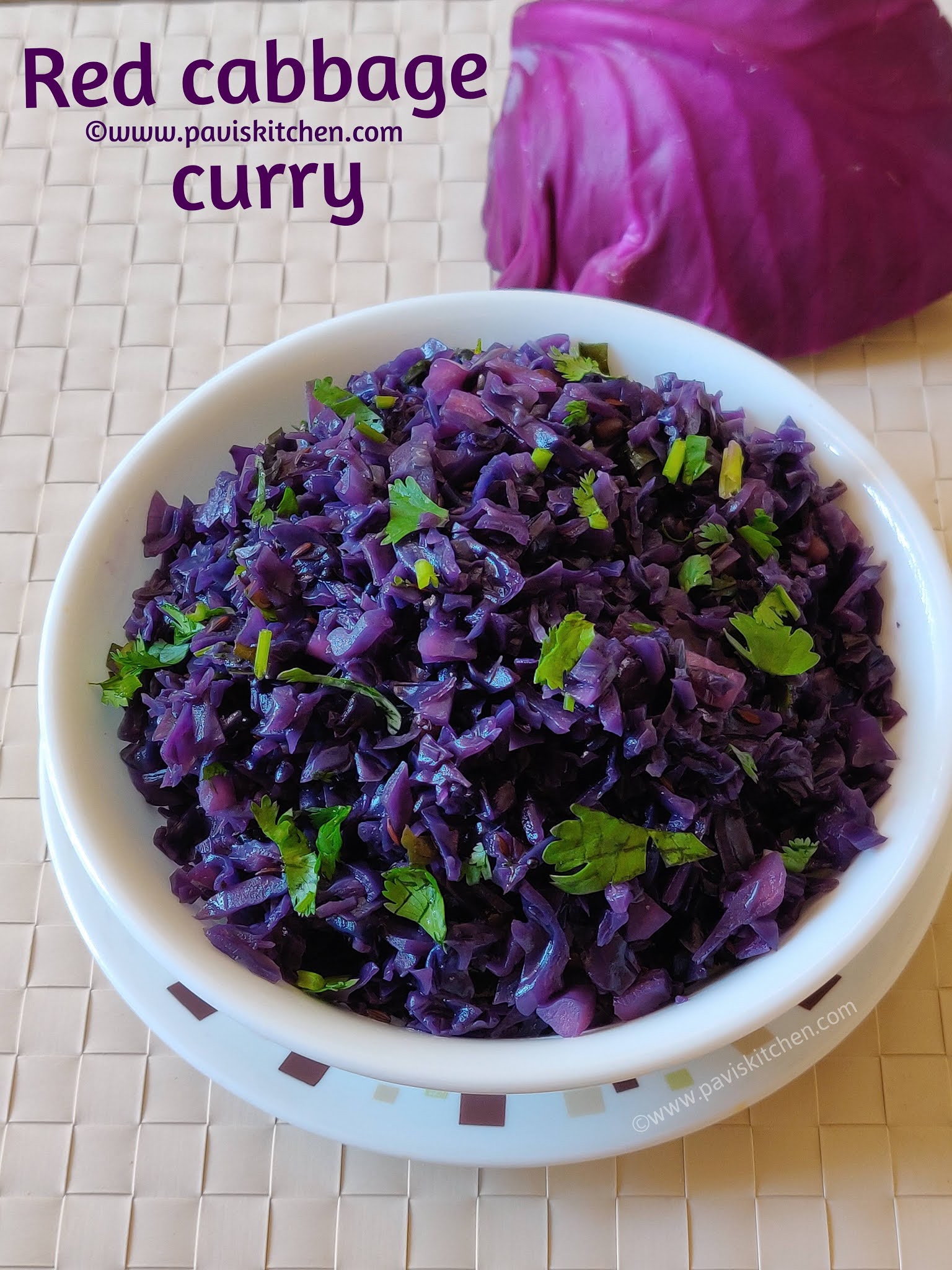 Red cabbage curry recipe | Indian red cabbage poriyal | purple cabbage poriyal recipe