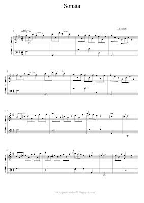 partitura de piano de Domenico Scarlatti Sonata facil gratis