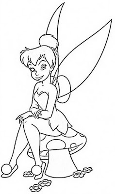 Tinkerbell Coloring Sheets on Tinkerbell Coloring Pages  Sitting Above The Mushroom     Disney