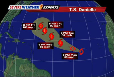 Tropical Storm Danielle Map Direction Photo
