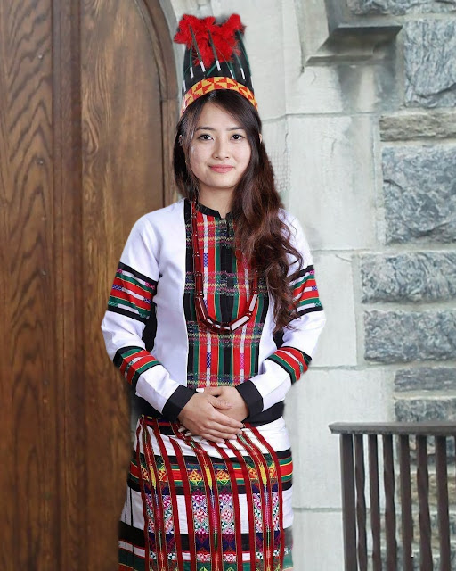 A beautiful and young Mizo lady with traditional attires
