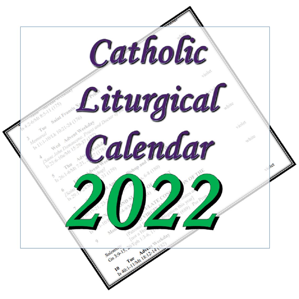 Liturgytools.net: Catholic Liturgical Calendars For 2022