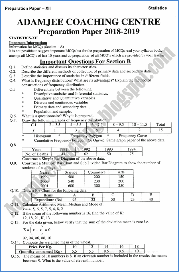 statistics-12th-adamjee-coaching-guess-paper-2019-commerce-group