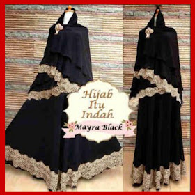 Gamis Hitam Renda Brokat Mewah Terbaru 2015