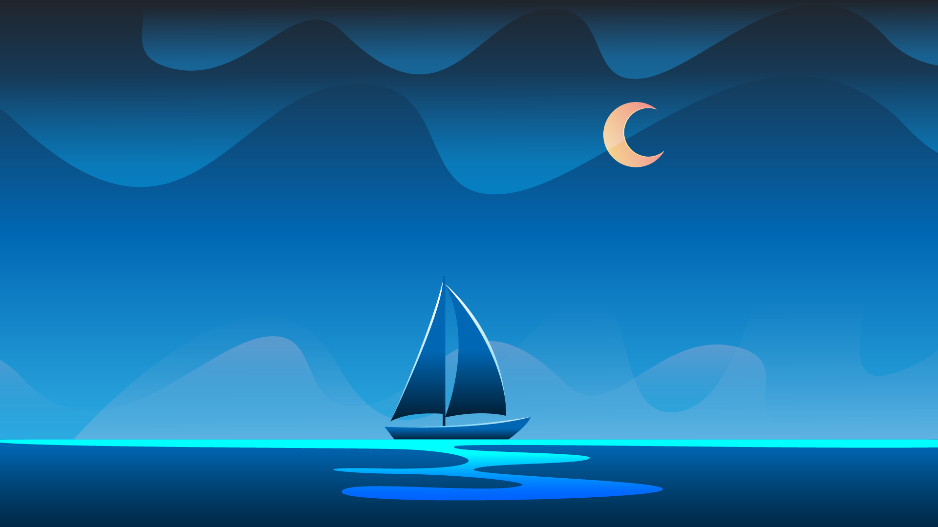 Desktop wallpaper 4k - Minimal Ocean Night