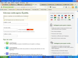 Criação de conta do Pagseguro