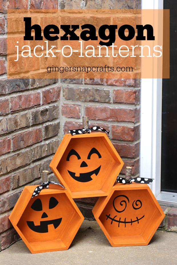 Hexagon Jack-o-lanterns at GingerSnapCrafts.com