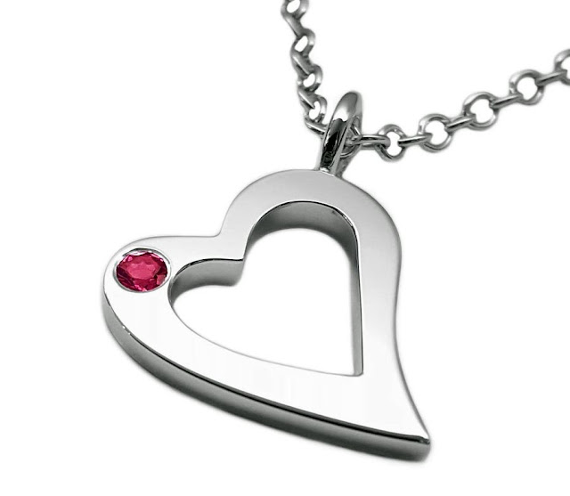 Sterling Silver Ruby Open Heart Necklace