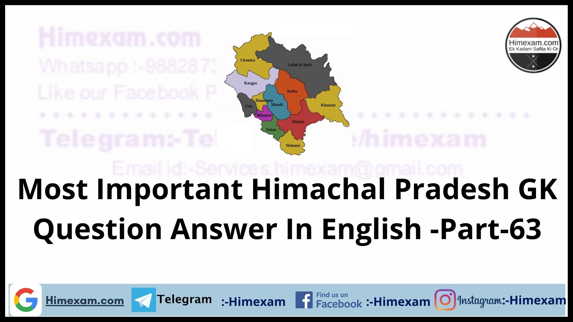 Most Important Himachal Pradesh GK Question Answer In English -Part-63
