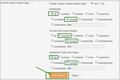 Custom Robots Header Setting in Blogger