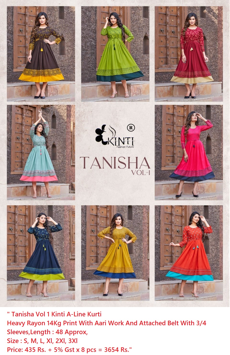 Buy Rayon Aari Work Tanisha Vol 1 Kinti A-Line Kurti Catalog