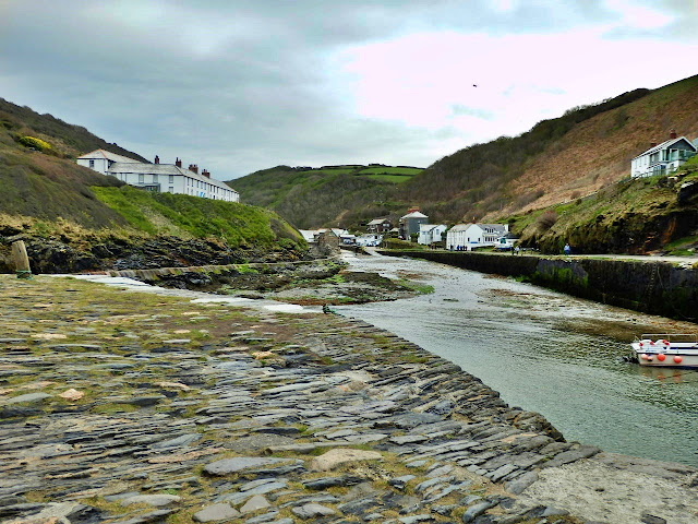 Looking inland from the old harbour wall at Boscastle, Cornwall