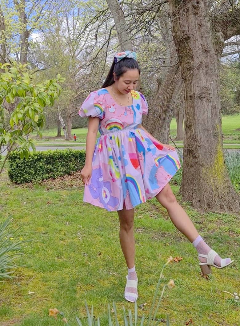 Care Bear Aesthetics – From Old Duvet into a Spring Puff Dress