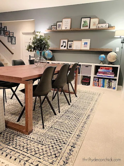 game room table in basement