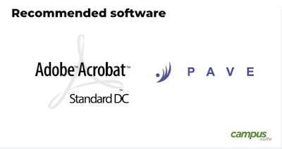 Screenshot of a video from campus suite with logos from Adobe Acrobat Standard DC and PAVE