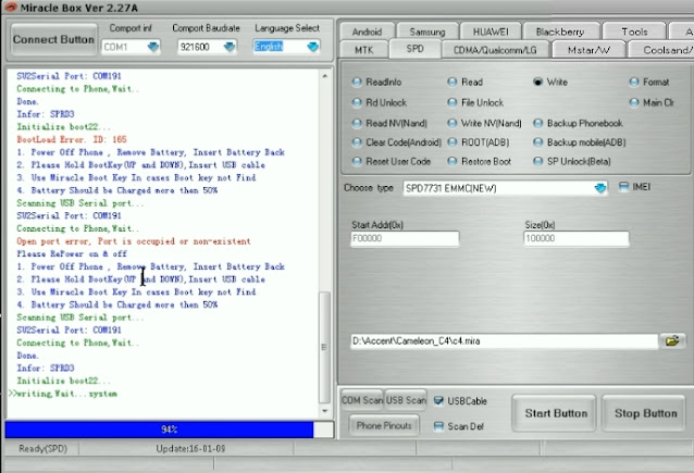 Accent Cameleon C4 Firmware flashing miracle box