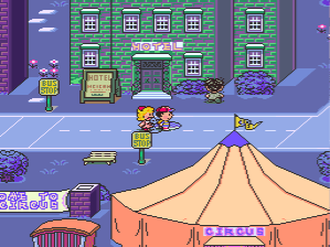 Ness and Paula visit Threed's hotel in EarthBound.